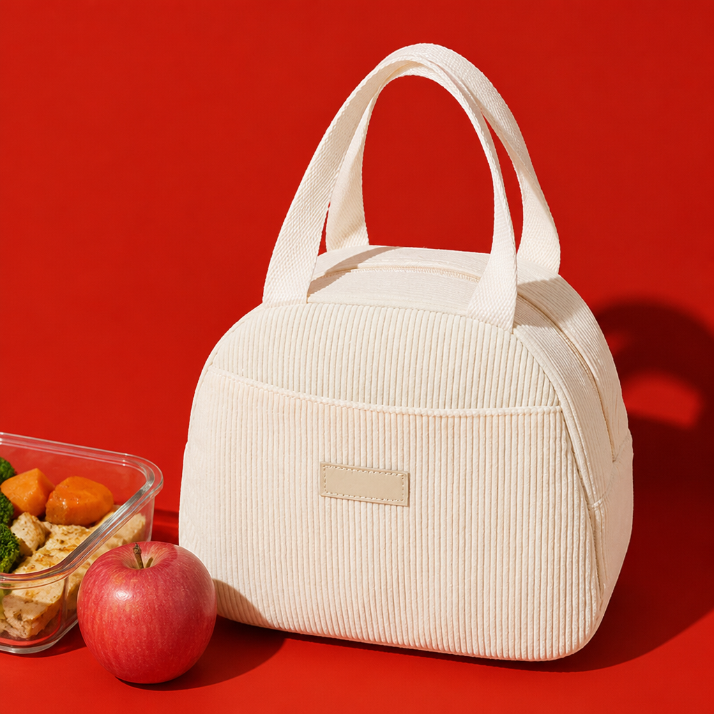 Mayo Cream corduroy lunch bag