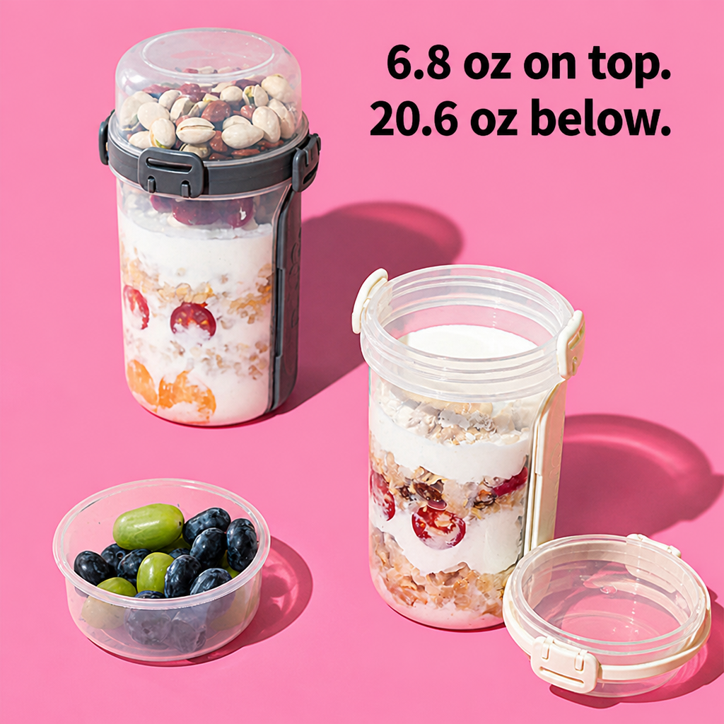 6.8 oz top cup and 20.6 oz bottom cup