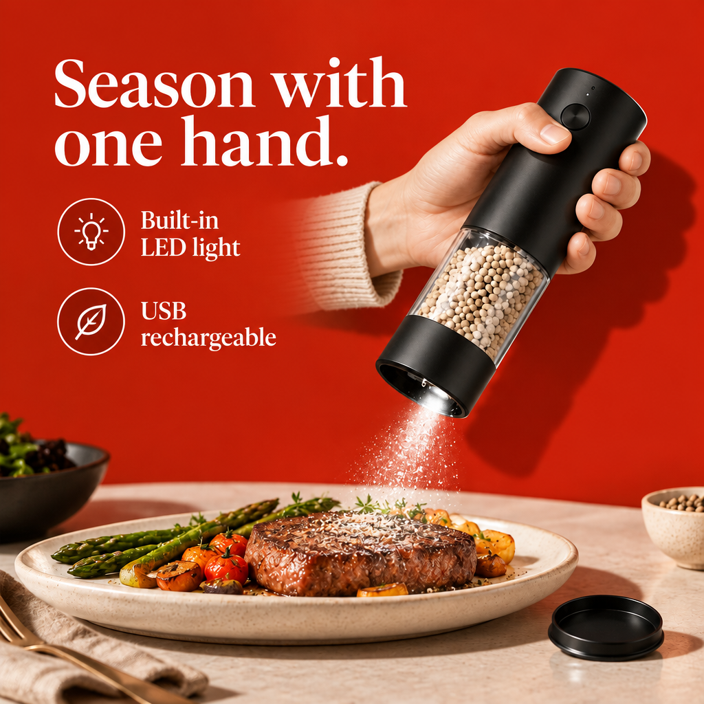 Season with one hand, built-in LED light